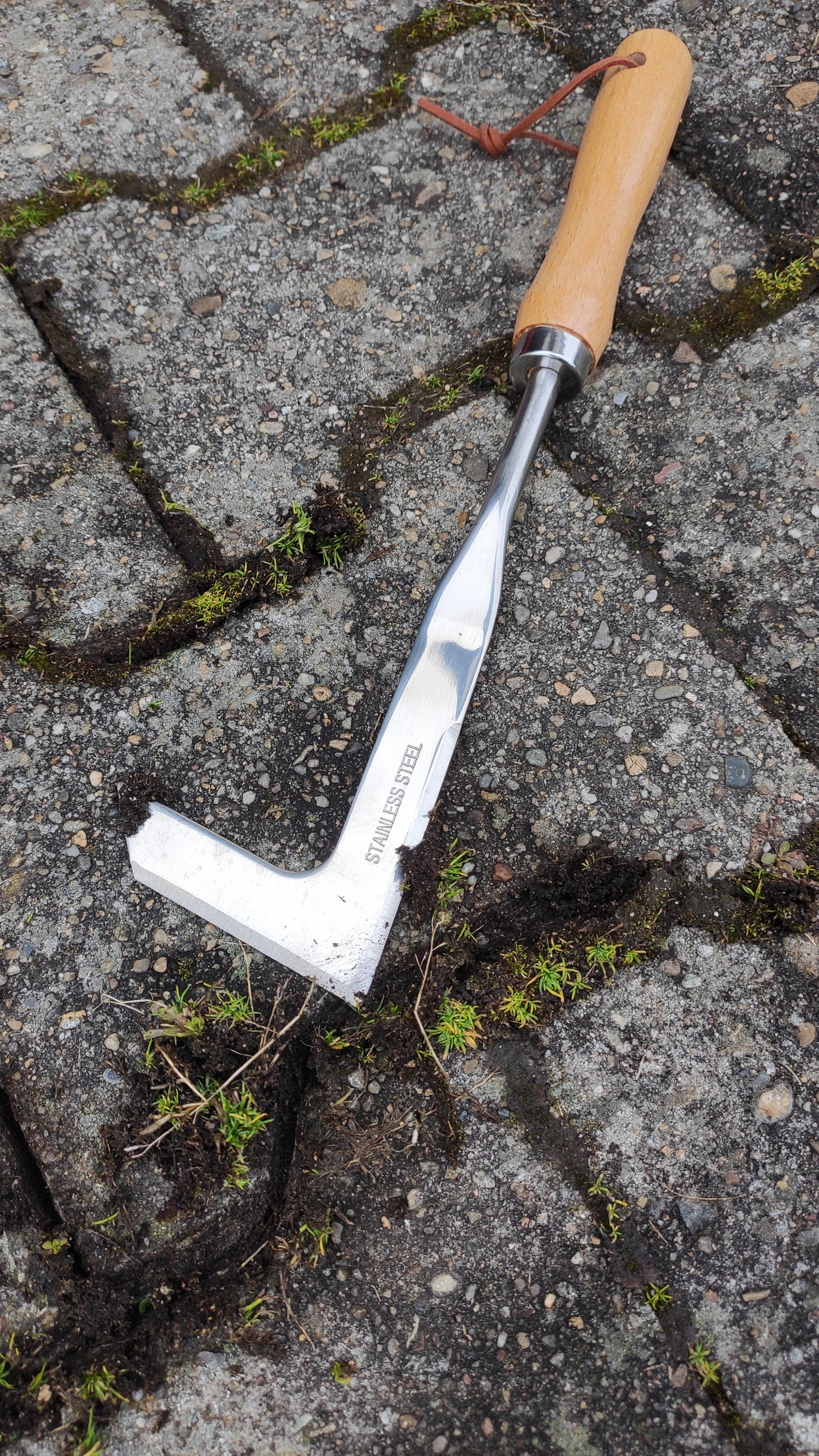 Fugenkratzer mit Unkraut