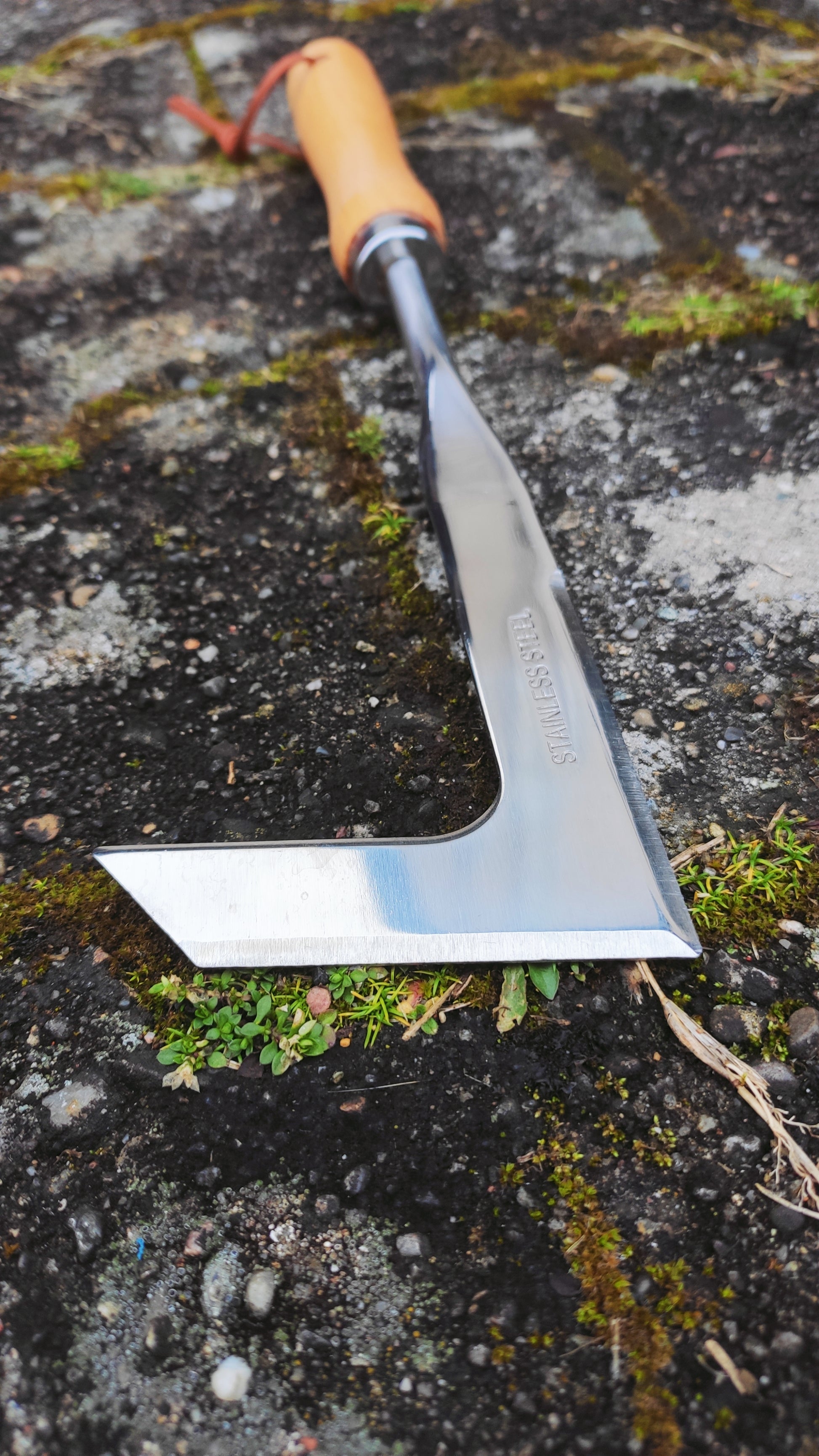 Fugenkratzer liegt auf Steinen
